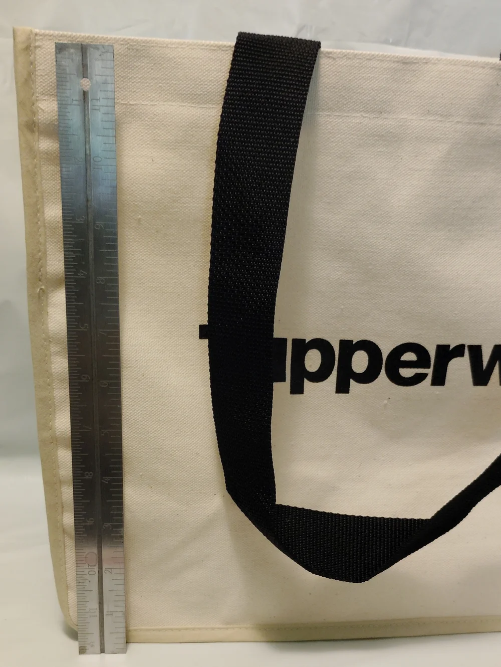 Tupperware Promotional Consultant Logo Cream Canvas Tote Bag with Black Handles!